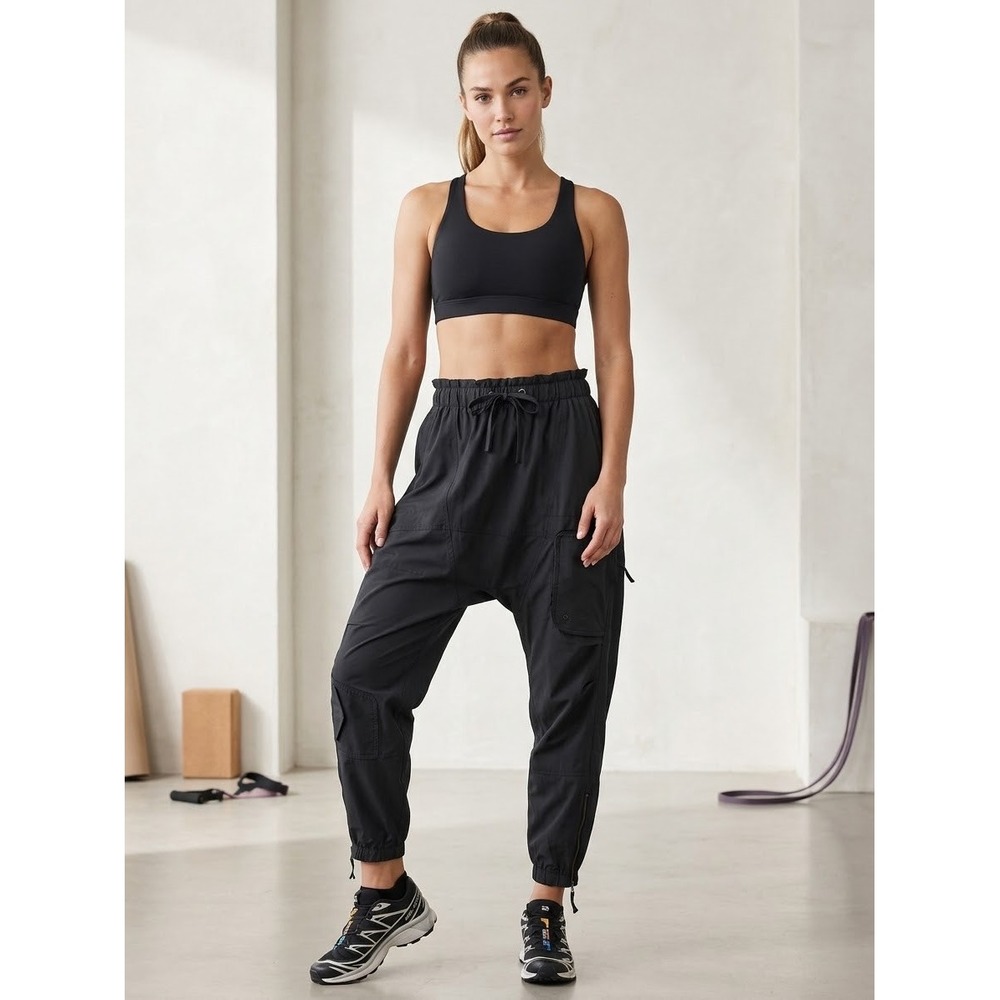 FP Movement Free People Spring Trekker Black Harem Cargo Utility Pant Joggers XS